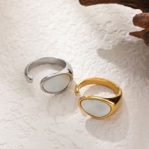 Neue Vintage Sommer 18 Karat vergoldet Edelstahl exquisite wasserdichte verstellbare weiße Emaille Ringe für Damen Schmuck Geschenk