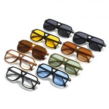 Retro Big Frame Damen Quadratische Sonnenbrille Doppelbalken Schwarz Rund Coole Herren Sonnenbrille Einteilige Designer Pilot Sonnenbrille