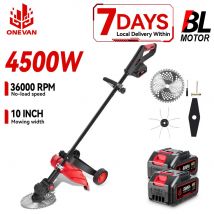 ONEVAN 4500W Potenza Brushless 10 Pollici Rasaerba Elettrico 38000RPM Cordless Cortile Attrezzi Da Taglio Da Giardino Per Makita 18V Batteria Spille