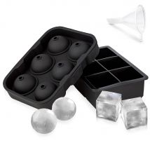 1 Sätze Eiswürfel schalen bpa frei Silikon kugel Whisky Eisball große quadratische Eiswürfel formen mit Trichter für Cocktails Bourbon