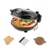 YIBAKE 12 Inch Black Electric Pizza Oven Countertop Maker Fireproof Ceramic Stone Heats up to 420℃ for Stone Baked Home Cooking
