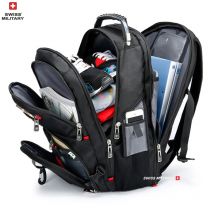 SWISS MILITARY Moda Viaggio Multifunzione Borsa da uomo di grande capacità Ricarica USB Impermeabile Zaino per laptop da 23 pollici Uomo Mochila