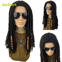 Long Dreadlocks Wig For Men Synthetic Black Dreadlock Straight Crochet Hair Braiding  Middle Part Hair Wigs Daily  Wig