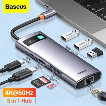 Baseus 4K 60Hz USB C Hub 3.1 USB Splitter Typ C zu HDMI-kompatibel RJ45 PD 100W Adapter für MacBook Air Pro M2 M1 Dock Station