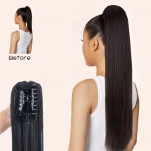 Clip per artiglio sintetico Estensione dei capelli coda di cavallo 24 pollici Capelli lunghi dritti coda di cavallo per le donne Parrucchino per capelli coda di cavallo marrone nero