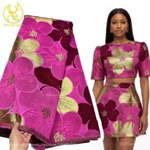 2026 Hot Sale African Jacquard Lace Fabric 5 Yards High Quality Fashion French Nigerian Ladies Party Clothing Sewing Fabrics