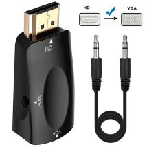 HDMI-compatible to VGA Adapter Converter, with 3.5mm Audio Cable Video Jack, Full HD PC Laptops For Xbox PS4 TV Box to Projector