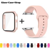 Vetro + Custodia + Cinturino per cinturino Apple Watch 42mm 44mm 41mm 40mm 38mm 45mm 49mm Proteggi schermo per Apple IWatch Series 8 7 6 SE 5 4