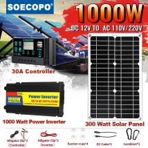 1000 W komplettes Solar-Off-Grid-System – Solarmodule, 1000 W Wechselrichter und 30 A-Controller für Wohnmobile zu Hause und Camping DC 12 V bis 220 V