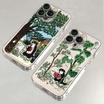 Lustige Cartoon-schwarze Katze Handyhülle für iPhone 17, 16, 15, 11, 12, 14, 13 Pro Max, Mini X XS XR 7 8 Plus SE4 16E, stoßfeste Softcover