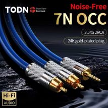 TODN HIFI Stereo 7N OCC da 3,5 mm a 2Rca Cavi audio AUX di fascia alta per amplificatore DAC DAP TV Mixer CD