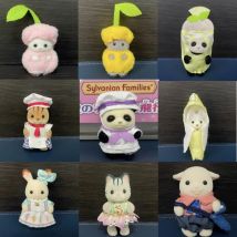 Hot Genuine Sylvanian Families Forest Rabbit Grove Family Dollhouse Drooping Chef Baby Trumpet Baby Flocking Doll Decor Gifts