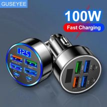 100W 6-portowa ładowarka samochodowa Szybkie ładowanie PD QC3.0 USB C Ładowarka samochodowa typu C Adapter w samochodzie do iPhone Samsung Huawei Xiaomi