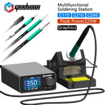Stazione di saldatura GEEBOON 220W TC22 compatibile con la stazione di rilavorazione di saldatura con display a curva di colore con punta di saldatura 115/210/245/T12