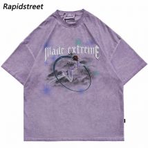 Overs ize T-Shirt Hip Hop Streetwear Roboter Mädchen Brief druck T-Shirt Harajuku Baumwolle lose T-Shirt Männer Kurzarm Tops T-Shirts