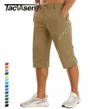 TACVASEN Below Knee Length Summer Waterproof Shorts Mens Quick Drying 3/4 Capri Pants Hiking Walking Sports Outdoor Nylon Shorts