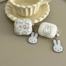 Simple line cartoon rabbit white earphone case protective cover  for Airpods 4 3 2 Cases Airpods Pro 3 2 headphone case funda