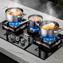 Household Embedded Gas Cooker 3 Burner Stove Table Top High Power Fierce Flame LPG Natural Gas Dual Use Energy Saving Cooktop