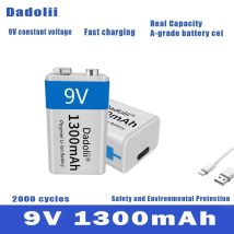 2024 9V 1300mAh batteria ricaricabile agli ioni di litio Micro USB batterie 9 v al litio per multimetro microfono giocattolo telecomando uso KTV