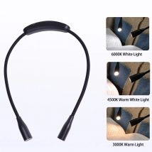 Lampada da lettura portatile a 4 LED per collo, lampada da notte ricaricabile tramite USB, 3 colori, per cucire, lavorare a maglia, campeggio, riparazione
