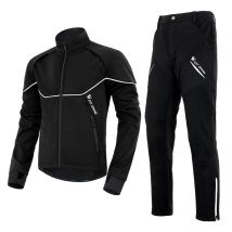 WEST BIKING Winter Men's Cycling Outfit Fleece Warm MTB Jacket Reflective Cycling Sportwear Jerseys Pant Suit Thermal Sport Gear