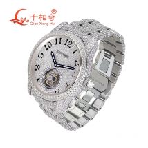 Luxuriöse mechanische Herren-Armbanduhr voller VVS-Schmuckuhr mit weißem Moissanit-Diamant für elegantes Zeitschaltuhr