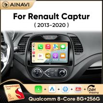 Ainavi-Radio de coche para Renault Kaptur Captur Clio, Samsung QM3, 2013-2020, Carplay inalámbrico, multimedia, Android Auto, 4G, estéreo, 2Din
