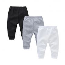 3-teiliges Set Babykleidung Hosen Jungen 100 % Baumwolle Einfarbige Hose Schwarz Blanko Musselin Joggings Bottom0-12 Monate