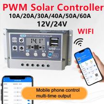 12V/24V 10A/20A/30A/40A/50A Display digitale LCD ad alta definizione bluetooth Regolatore di carica solare Riparazione PWM Regolatore solare