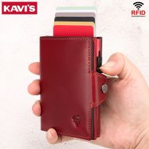 Neuer automatischer Kartenhalter aus echtem Leder für Damen, RFID-blockierendes Kreditkartenetui, modische Geldklammern mit Reißverschlusstasche