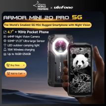 Ulefone Armor Mini 20 Pro 5G 4,7" Display Robustes Telefon 64MP Nachtkamera Vielseitiges LED-Licht Android 14 Smartphone 6200mAh 16GBRAM（8+8）256GB ROM 33W