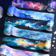Journal GO 5x200cm Starry Dreams Laser Silver Starry Sky Washi Tape Journal Scrapbooking Ästhetisches Masking Tape Briefpapier