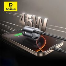 Ładowarka samochodowa Baseus 45W UFCS PPS QC PD szybkie ładowanie do tabletów iPhone 17 16 15 14 Samsung Xiaomi HUAWEI Mini ładowarka samochodowa do telefonu