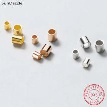20 Stück echte reine massive 925 Sterling Silber Crimp End Perlen Silber Crimps Rundrohr 18k Gold End Bead Schmuckherstellung