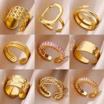 Anelli in acciaio inossidabile 316L per le donne Colore oro Non sbiadisce mai Anelli classici di lusso Anelli per coppie di nozze Gioielli Spedizione gratuita