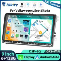 Hikity 2Din 9 ''estéreo de coche para VW Passat Golf MK5 MK6 Jetta reproductor Multimedia navegación GPS Carplay Android Auto BT Autoradio
