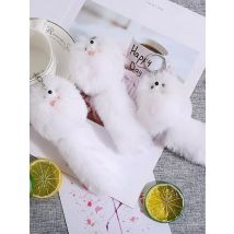 Cute Fluffy Animal Cartoon Fox Keychain Pendant Car Key Ring Holder Bag Purse Ornament Decor Women Jewelry Girl Gift Keychain
