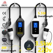 GWUYU Tragbares EV-Ladegerät Typ2 IEC62196-2 Wallbox 3,5 kW bis 22 kW 8 A bis 32 A 4 Meter IP65 für BYD Tesla Kia Hyundai Nissan Dacia