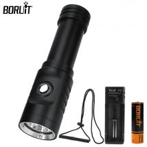 Boruit super helle led tauch lampe 1000lm super helle unterwasser fackel 18650 batterie ipx8 wasserdichte lampe mit hands eil