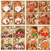 12 stücke Weihnachten Holz Lebkuchen mann Anhänger Weihnachts baum hängen Oranment Neujahr Navidad Geschenke Weihnachts feier Home Dekoration