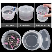 Scatola per la disinfezione delle punte da trapano per unghie Scatola per la pulizia della filtrazione a doppio strato Custodia per manicure Contenitore per la pulizia delle spazzole per unghie