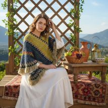 Herbst Stricken Baumwolle Schal Ethnische Schal Gestreiften Quaste Poncho Für Frauen Pashmina Warm Halten Reise Schals Stirnband 65*70 cm