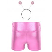 Children's Metallic Shorts Fashion Girls Outerspace Cosplay Alien Costume Shiny Shorts + Hair Hoop Outfits Perfromance Clothes
