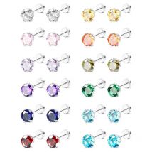 2 Stück 20G hypoallergene Ohrstecker für Damen und Herren, Edelstahl-Ohrringe mit flacher Rückseite, Zirkonia-Ohrring, Piercing-Schmuck