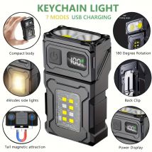 Mini USB Rechargeable LED Flashlight Portable Tail Magnet Flashlights Super Bright Camping Lantern Side COB Emergency Light