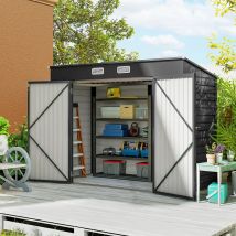 Outsunny Casetta da Giardino 2.7m² in Acciaio Zincato, Capanno Porta Attrezzi con Tetto Inclinato, 2 Prese d'Aria, Porte Bloccabili con Lucchetto Chiavi, Guanti, 249x121x183 cm