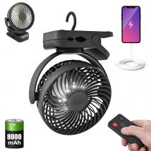 Ventilador frío móvil para acampar al aire libre, reunión familiar, ventilador de Camping portátil de 8000mAh con linterna LED y gancho para colgar-35H recargable