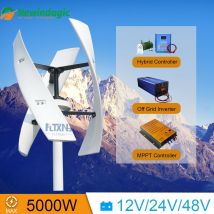 For Home Wind Turbine 3KW 5KW Wind Generator Vertical Axis Maglev Plant High Voltage 12V 24V 48V 5000W With Hybrid Controller