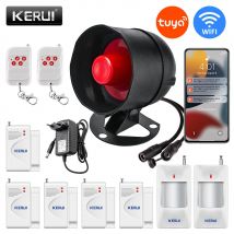 KERUI Tuya WiFi Sirena Sistema di Allarme Kit Sirena di Allarme Suono Forte Senza Fili Sirena Smart Life Compatibile con Alexa Google Per La Casa
