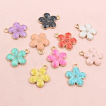20 Stück 17x14mm Blumen-Anhänger Emaille-Legierung kleine niedliche Blumen-Reize DIY-Schmuck-Zubehör-Erkenntnisse für Halsketten-Ohrringe